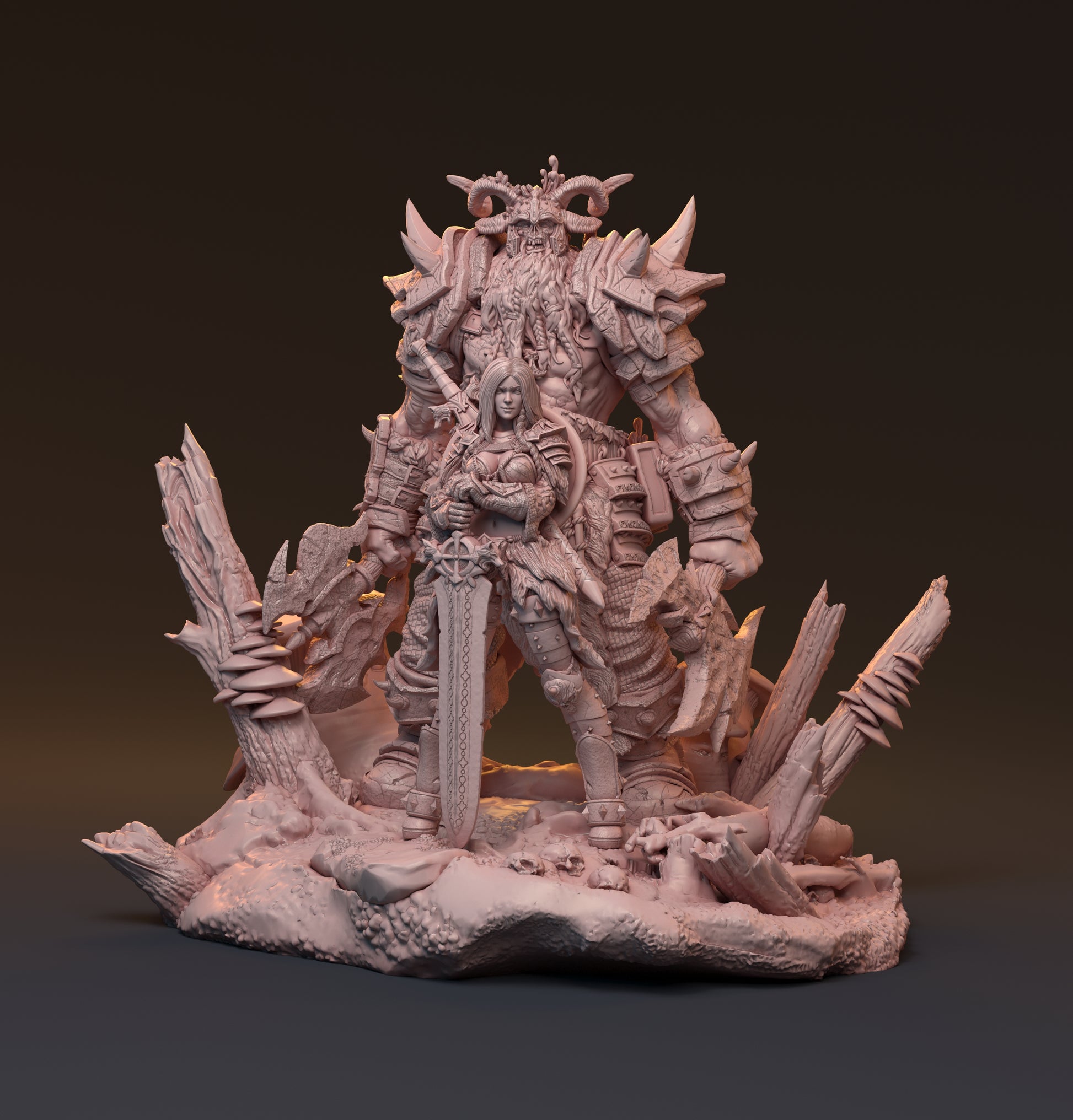 Gaedel and Bastor-Tan, Pin Up Diorama | D&D TTRPG Miniature | Hardwitch Games