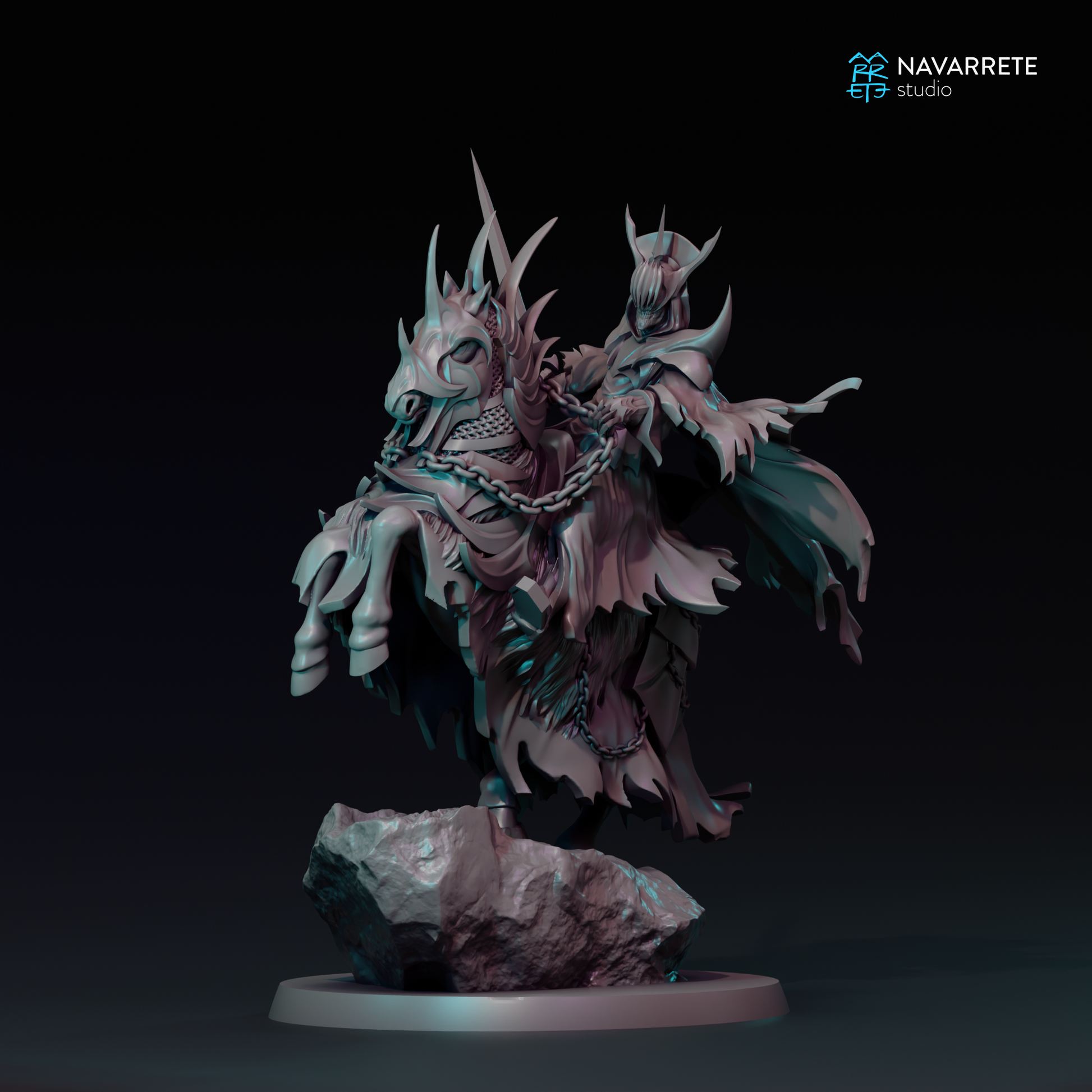 Black Herald tabletop gaming miniature by Tattles Told 3D, detailed figure on a base, designed for Navarrete Studio gaming setups.