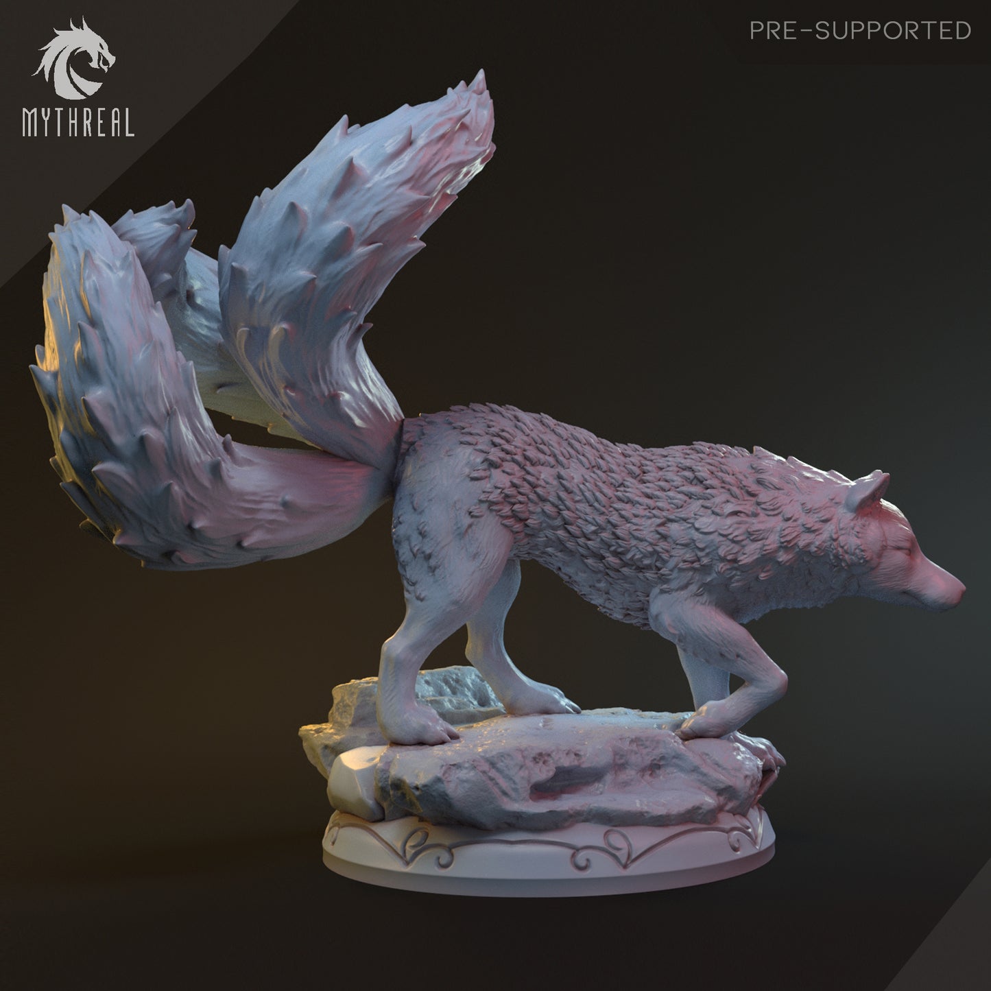 Spirit of the Dawn, Kitsune Hulijing Fox Wolf | D&D TTRPG Miniature | Hardwitch Games