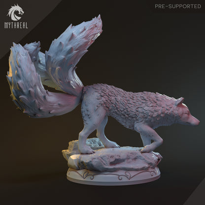 Spirit of the Dawn, Kitsune Hulijing Fox Wolf | D&D TTRPG Miniature | Hardwitch Games