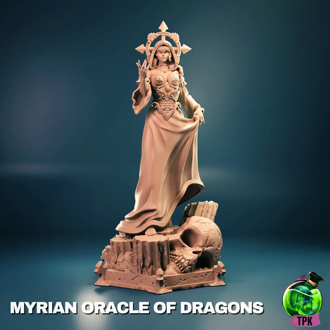 Myrian Oracle of Dragons miniature figure by Tattles Told 3D, detailed tabletop gaming or display figure featuring a dragon-themed character.