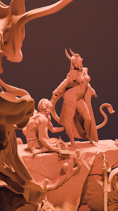 The Infernal Summoning Diorama | Resin Garage Kit Pin Up Figure Statue | Blackthorn Miniatures