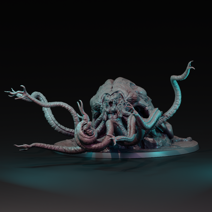 Deepborn Horror tabletop gaming miniature by Tattles Told 3D, detailed figure with menacing features from Navarrete Studio.