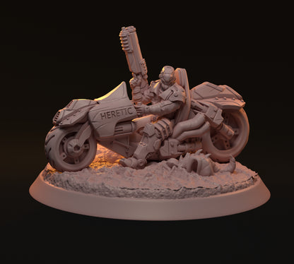 Heim, Cyberpunk Soldier, Motorcycle | D&D TTRPG Miniature | Hardwitch Games