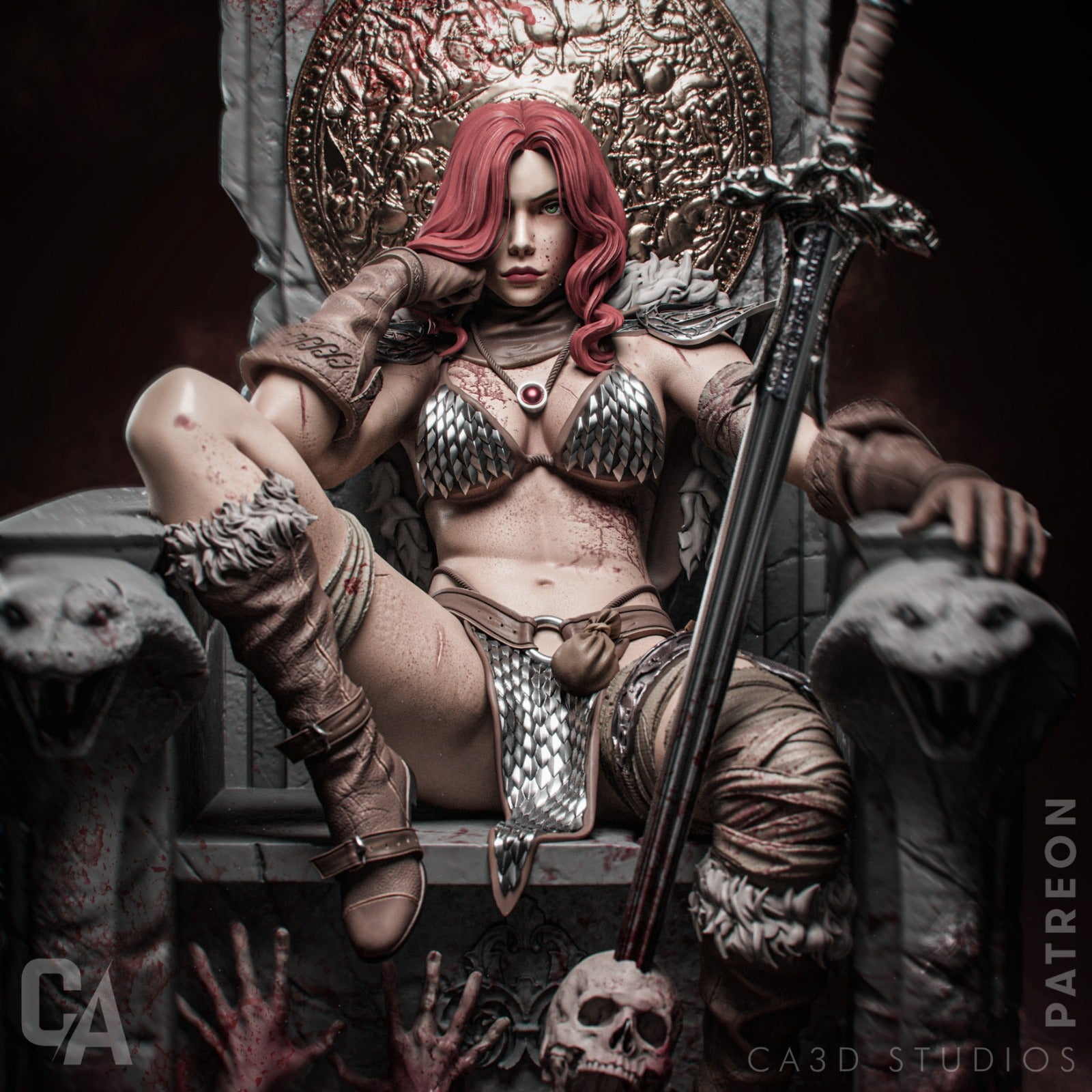 1:12 Barbarian Warlord | 3D Printed Resin Garage Kit Figure | CA 3D Studios