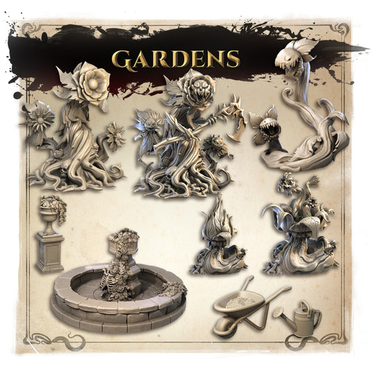 Wicked Hills Asylum Garden Set, Creepy, Halloween | D&D TTRPG Miniature | Great Grimoire