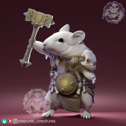 Hamster Barbarian | Tabletop or Display Scale | D&D Humblewood TTRPG Miniature | Pepunki Creatures