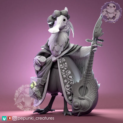 Spoonbill Bird Bard | Tabletop or Display Scale | D&D Humblewood TTRPG Miniature | Pepunki Creatures