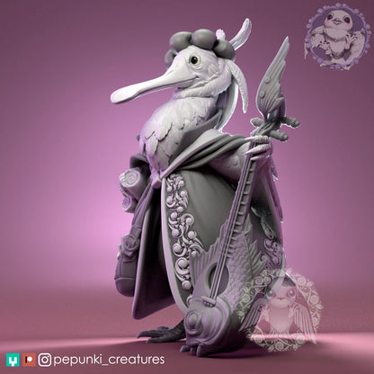 Spoonbill Bird Bard | Tabletop or Display Scale | D&D Humblewood TTRPG Miniature | Pepunki Creatures