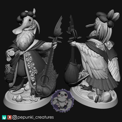 Spoonbill Bird Bard | Tabletop or Display Scale | D&D Humblewood TTRPG Miniature | Pepunki Creatures