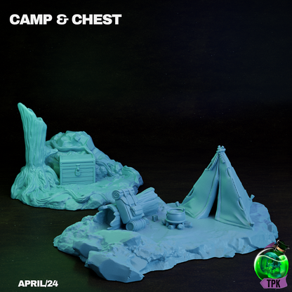 Camp and Chest Terrain | Tabletop Gaming Mini | TPKLab - Tattles Told 3D
