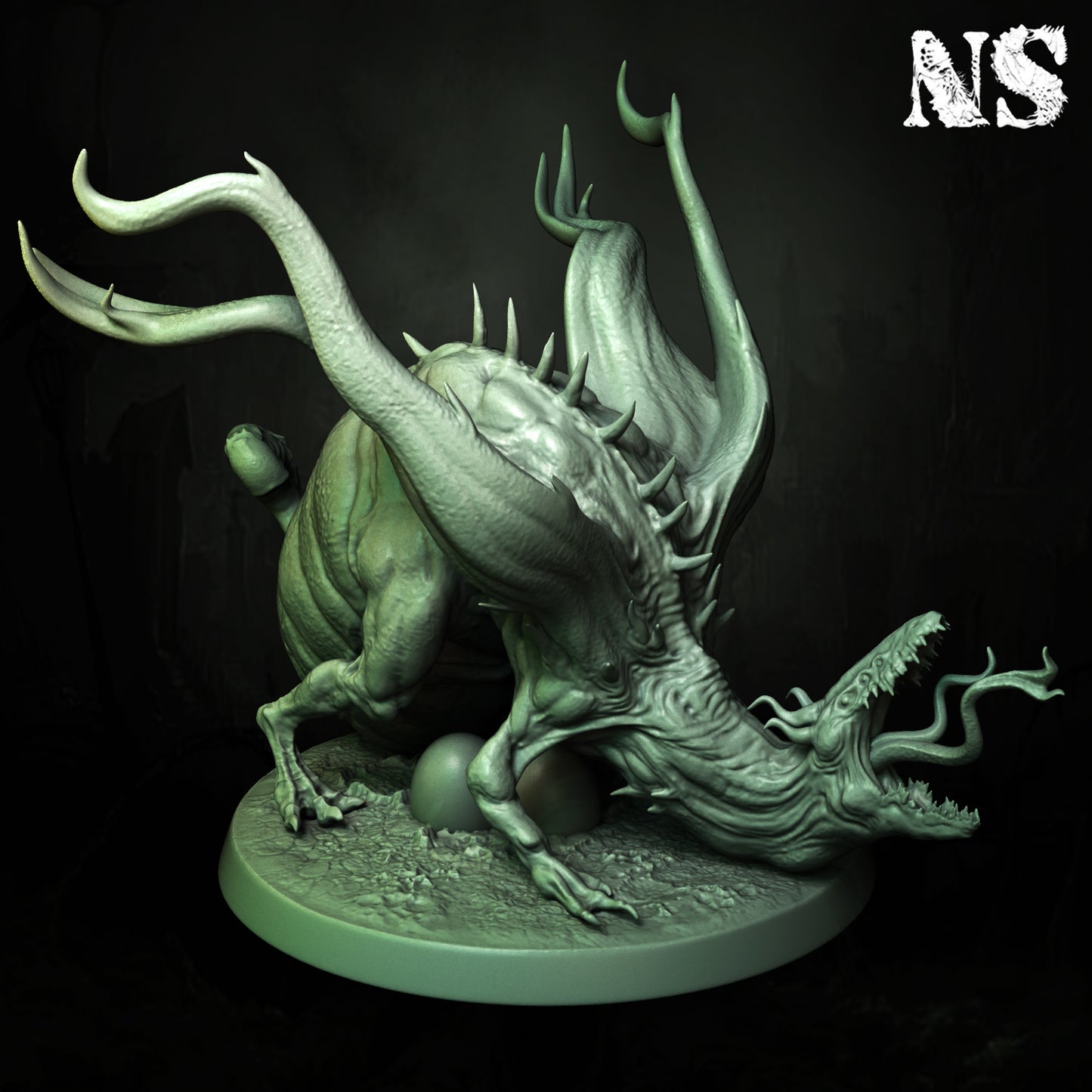 Detailed miniature of Byakhees, Lovecraft Elder God from D&D Cosmic Horror by Tattles Told 3D, showcasing tentacles and otherworldly features.