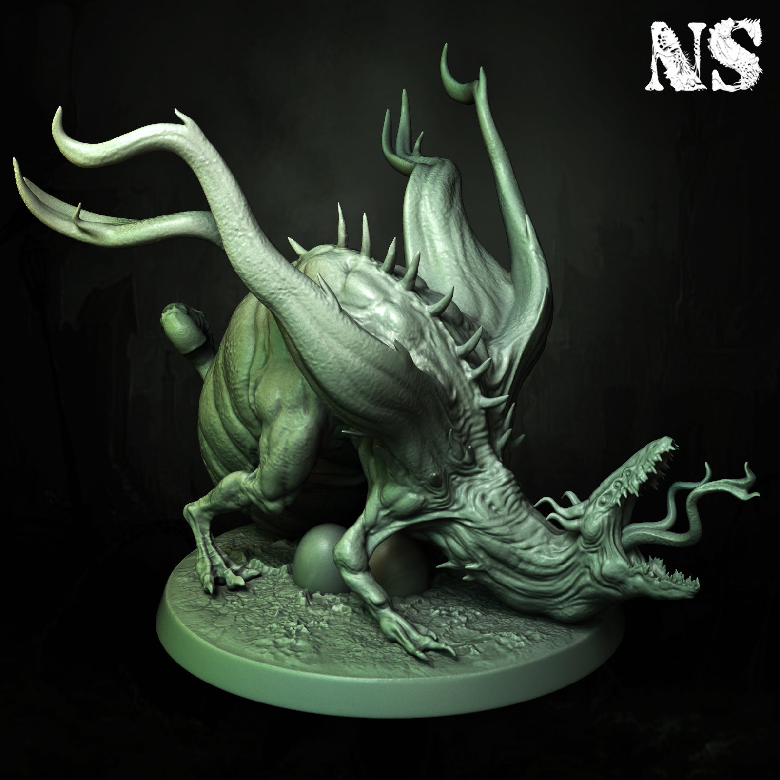 Detailed miniature of Byakhees, Lovecraft Elder God from D&D Cosmic Horror by Tattles Told 3D, showcasing tentacles and otherworldly features.