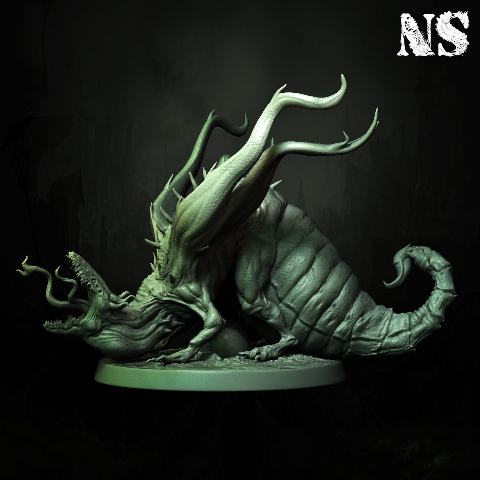 Miniature of Byakhees, Lovecraft Elder God from D&D Cosmic Horror series by Tattles Told 3D, featuring tentacled, otherworldly creature.