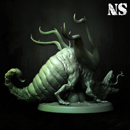 Detailed miniature of Byakhees, an Elder God from Lovecraft-inspired D&D cosmic horror, created by Tattles Told 3D.
