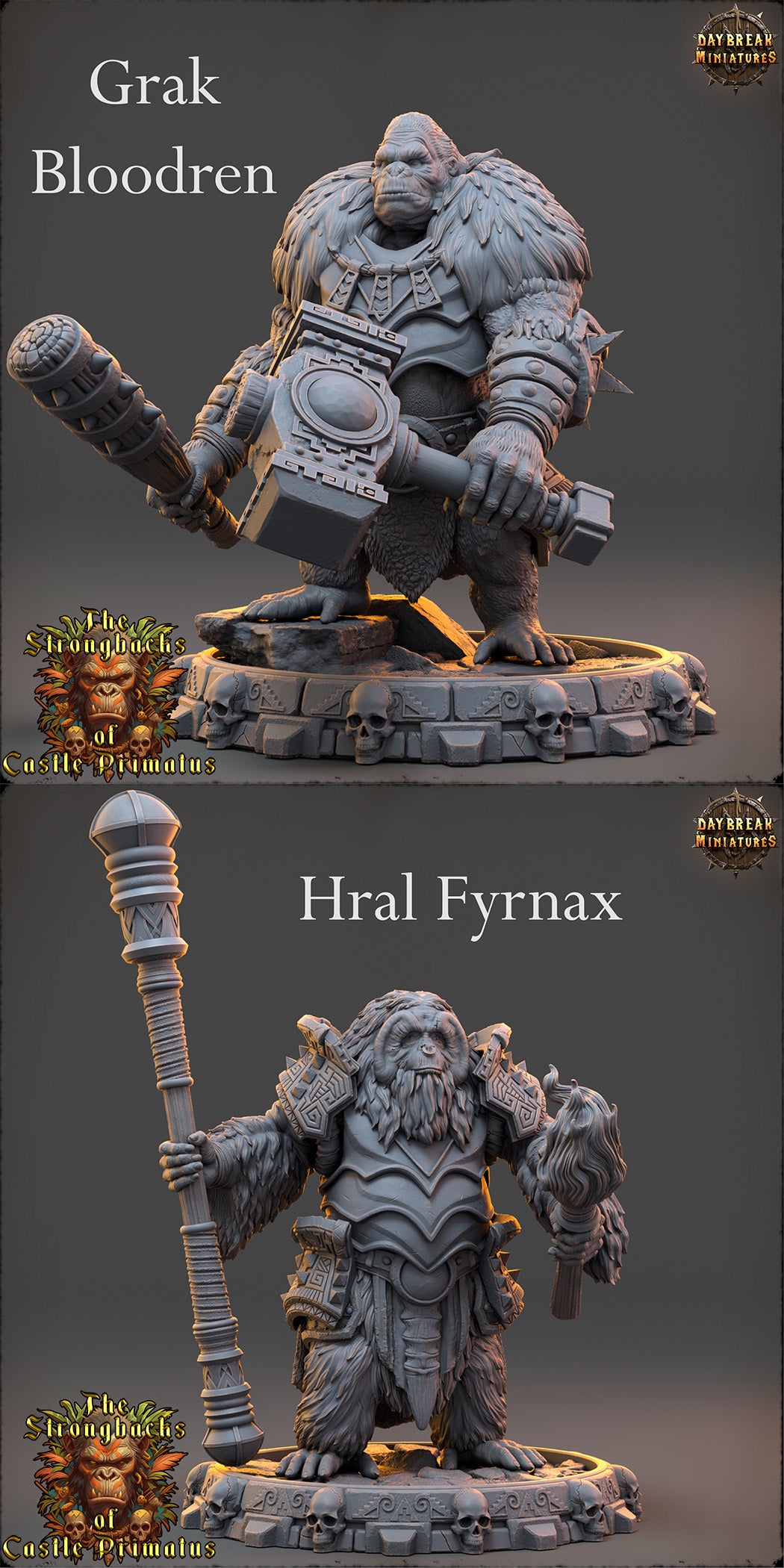 Ape Folk - The Strongbacks of Castle Primatus | Tabletop or Display Scale | D&D Mini | Daybreak Miniatures