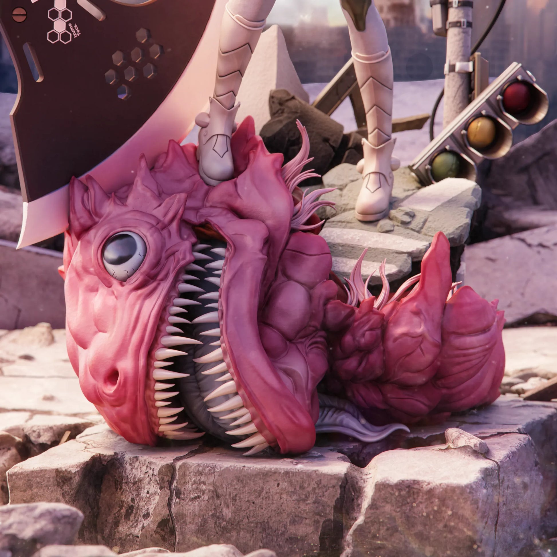 1:12 Axe-Wielding Kaiju Fighter | 3D Printed Resin Garage Kit Figure | CA 3D Studios