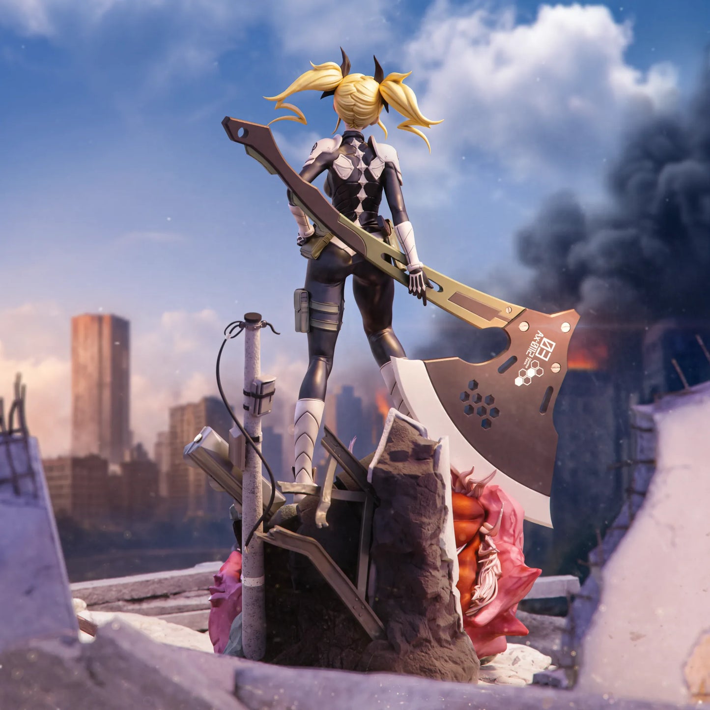 1:12 Axe-Wielding Kaiju Fighter | 3D Printed Resin Garage Kit Figure | CA 3D Studios