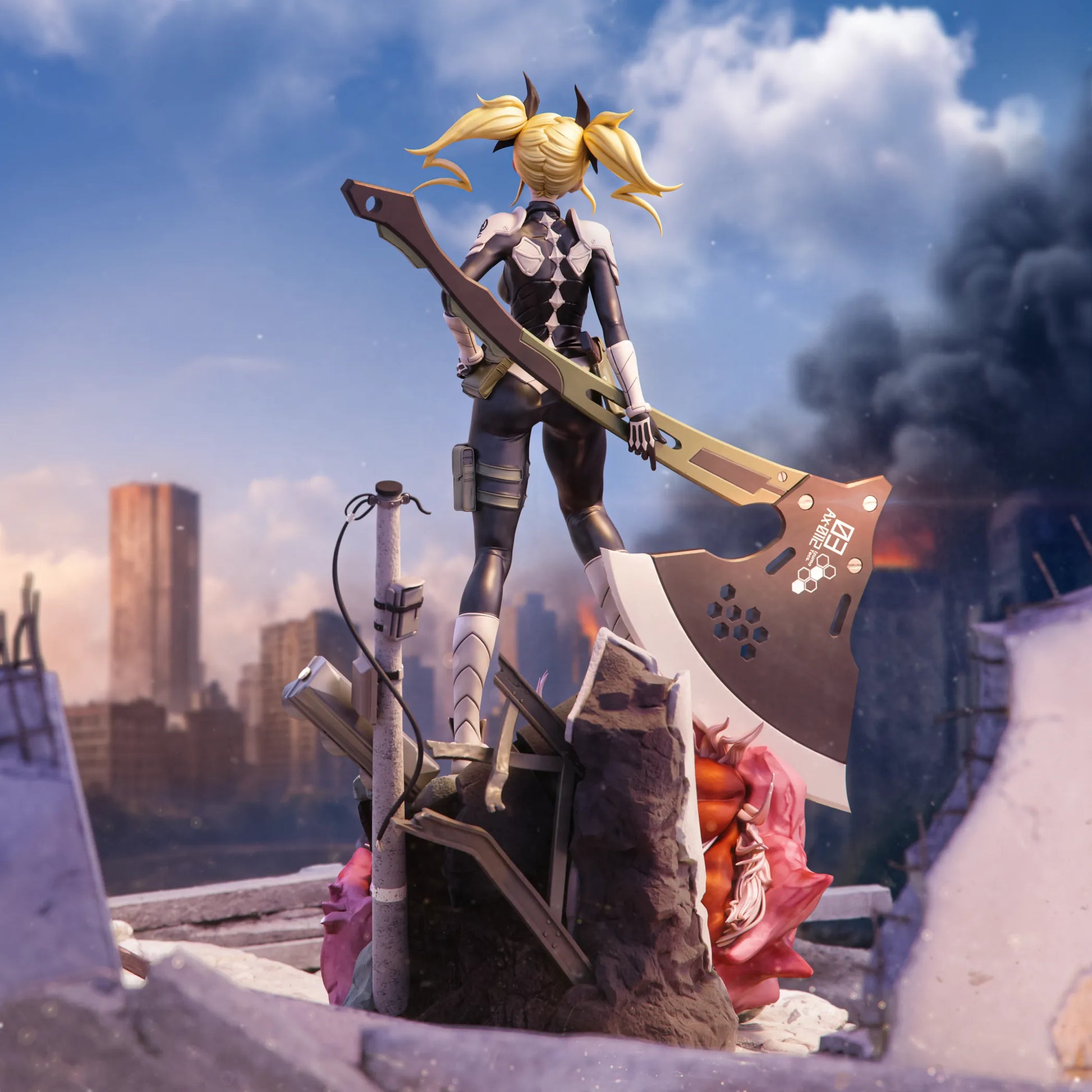 1:12 Axe-Wielding Kaiju Fighter | 3D Printed Resin Garage Kit Figure | CA 3D Studios