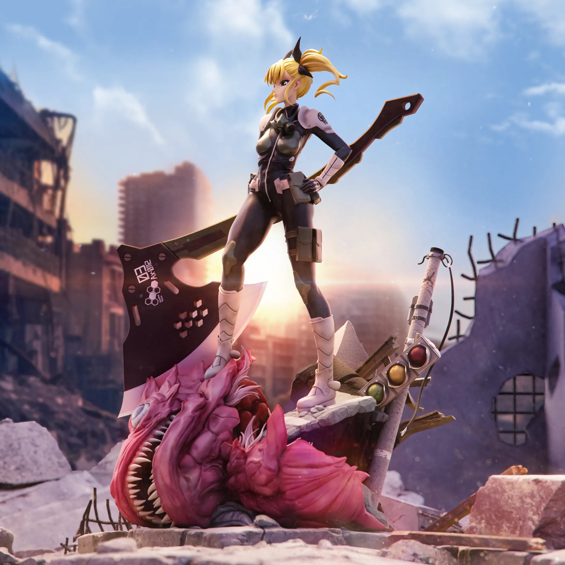 1:12 Axe-Wielding Kaiju Fighter | 3D Printed Resin Garage Kit Figure | CA 3D Studios