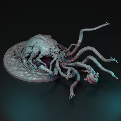 Deepborn Horror tabletop miniature by Tattles Told 3D, featuring intricate details and a menacing creature design from Navarrete Studio.