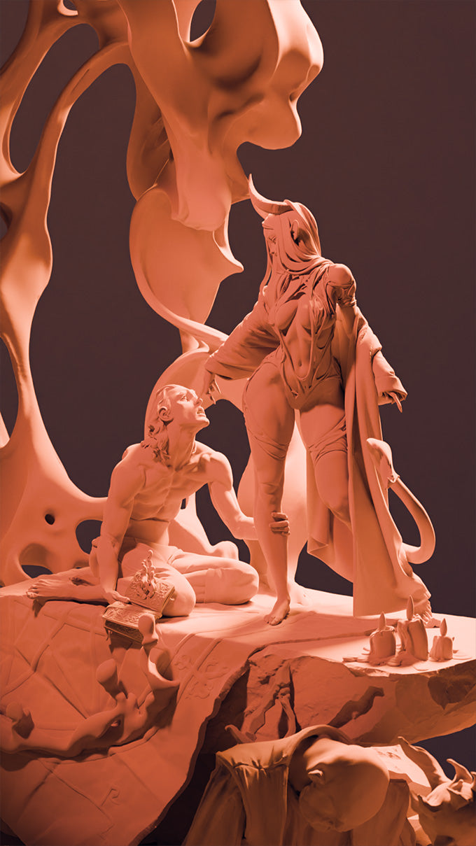 The Infernal Summoning Diorama | Resin Garage Kit Pin Up Figure Statue | Blackthorn Miniatures