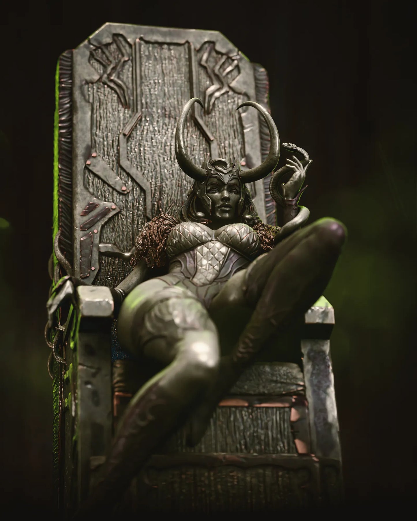 1:12 Horned Trickster on Throne | 3D Printed Resin Garage Kit Figure | CA 3D Studios