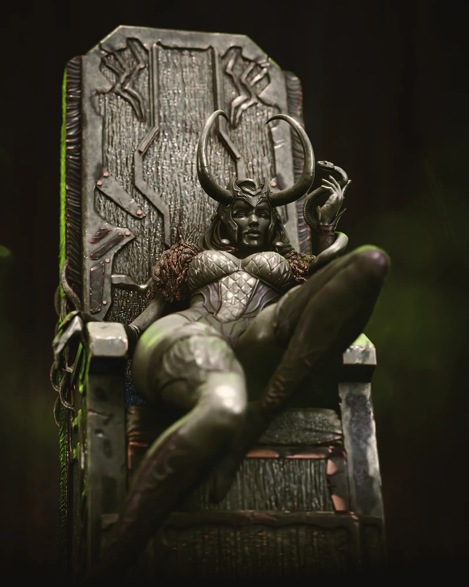 1:12 Horned Trickster on Throne | 3D Printed Resin Garage Kit Figure | CA 3D Studios