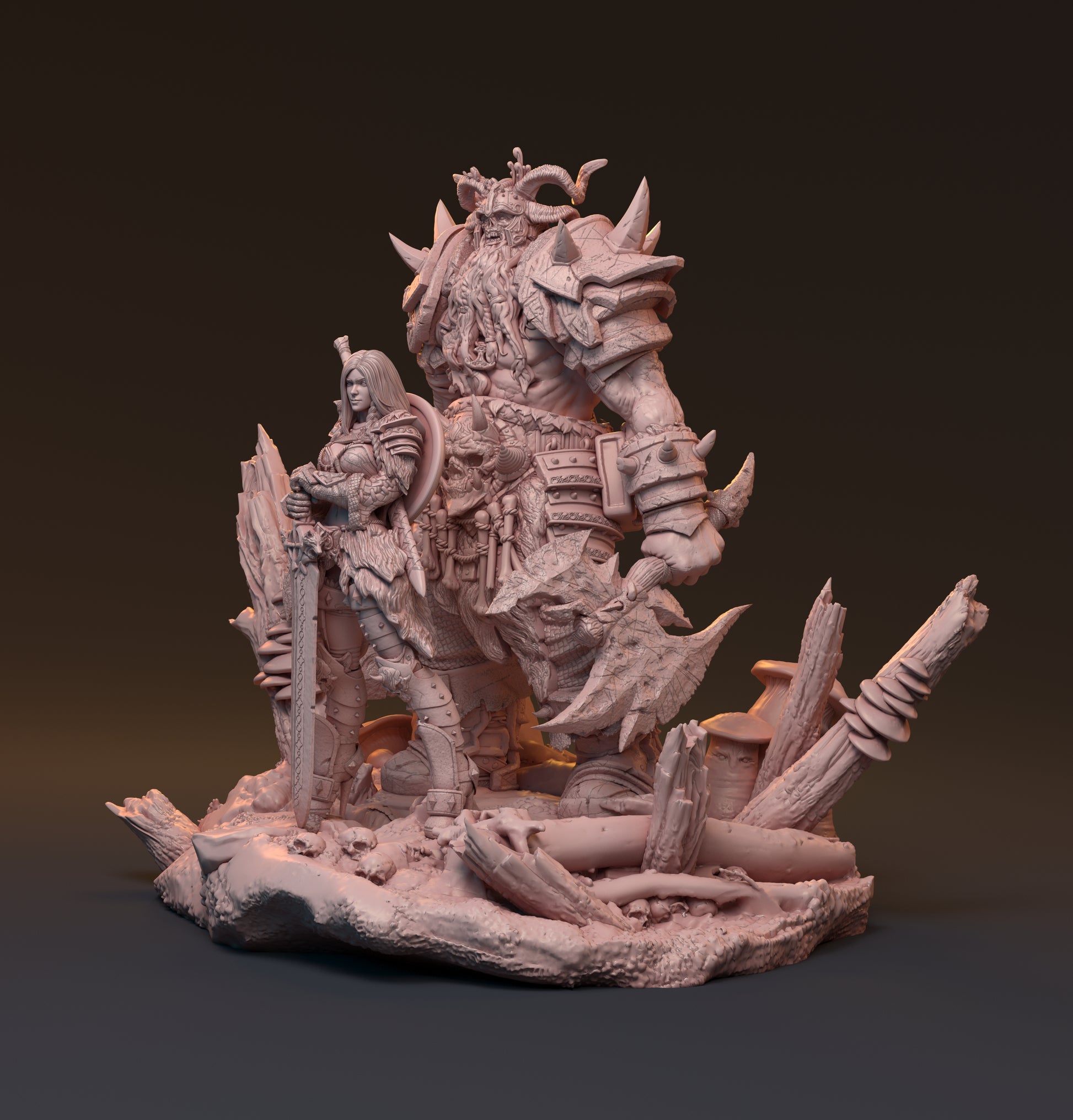 Gaedel and Bastor-Tan, Pin Up Diorama | D&D TTRPG Miniature | Hardwitch Games