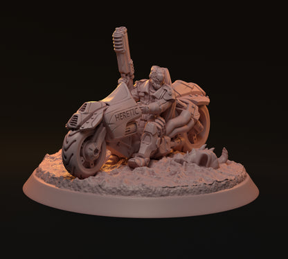 Heim, Cyberpunk Soldier, Motorcycle | D&D TTRPG Miniature | Hardwitch Games