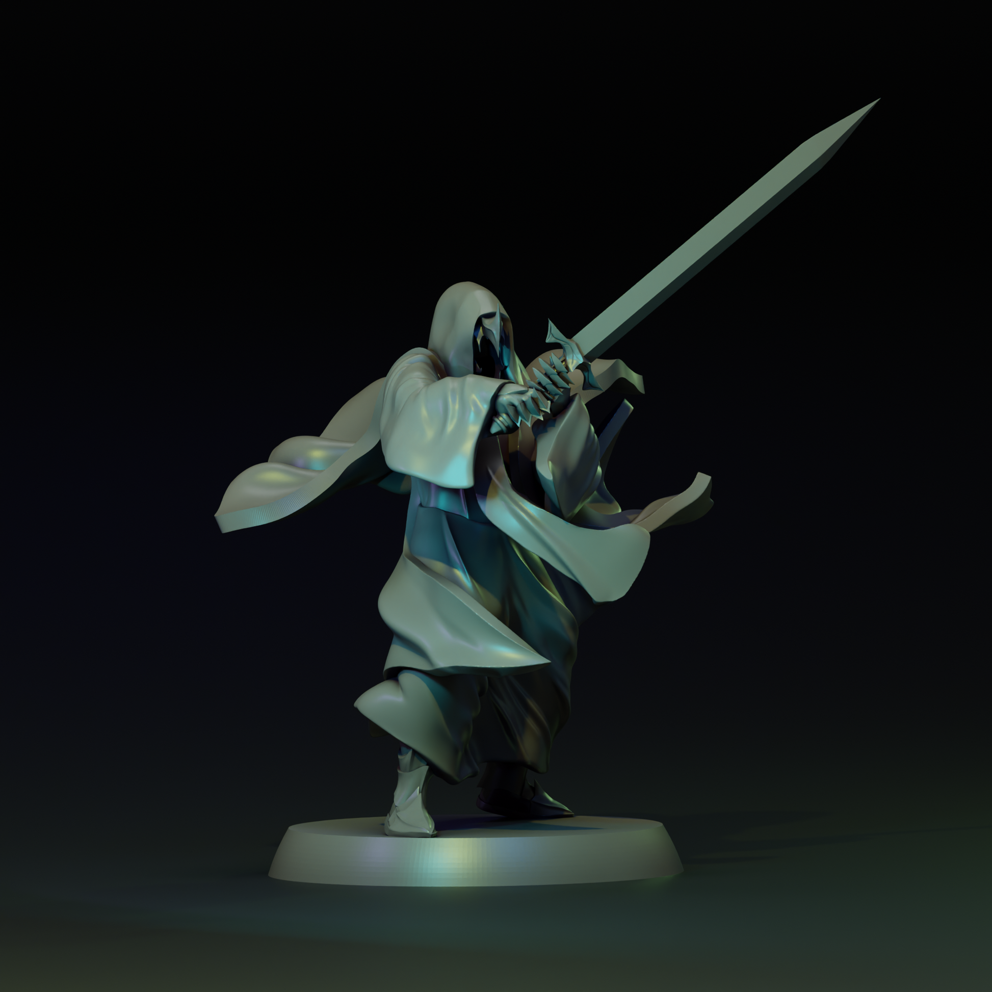 Detailed Tattles Told 3D Nightmare tabletop gaming miniature by Navarrete Studio featuring a dark fantasy character with intricate armor.