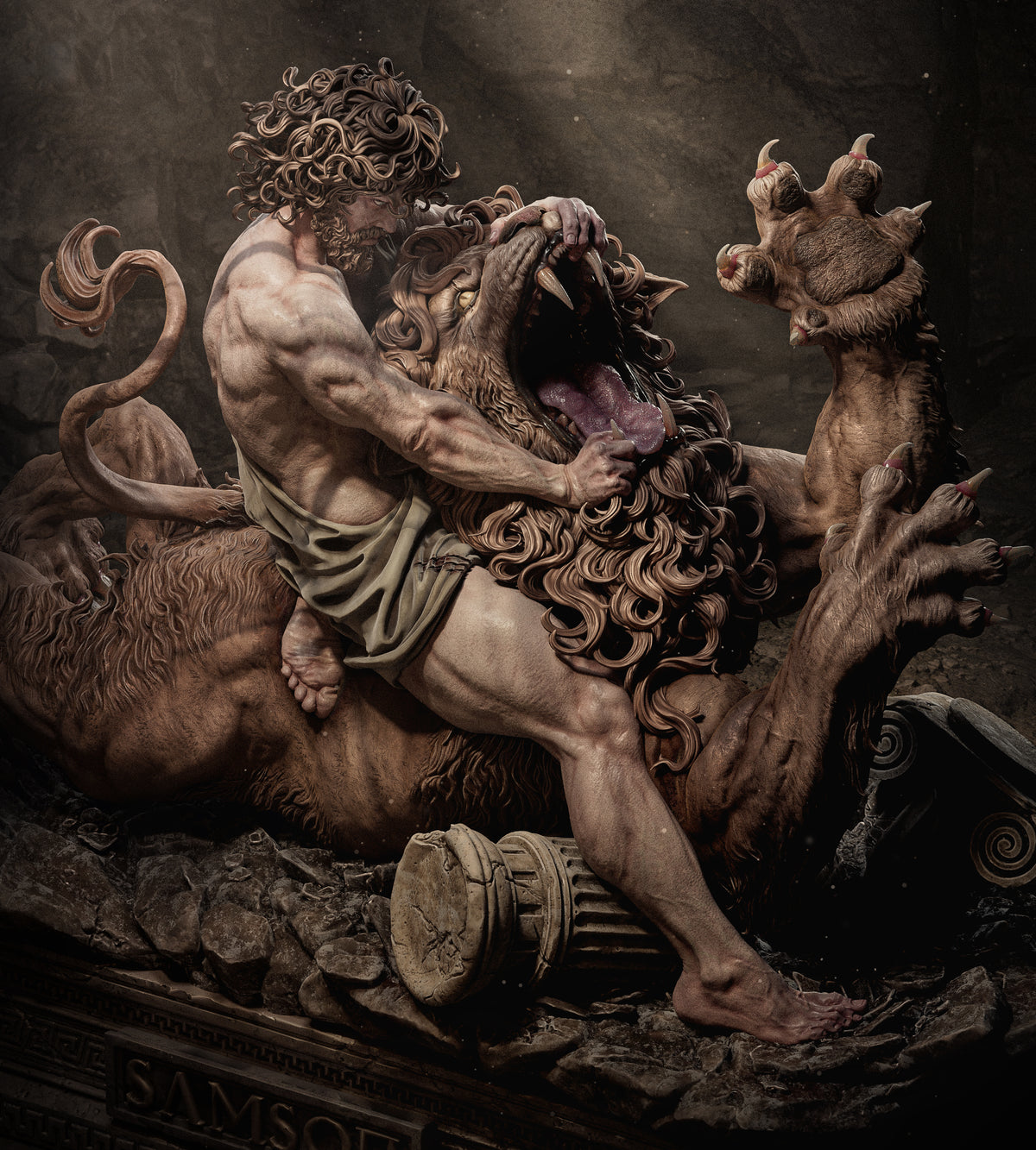 1:12 Samson Vs The Lion | 3D Print Resin Garage Kit Figure | CA 3D Studios