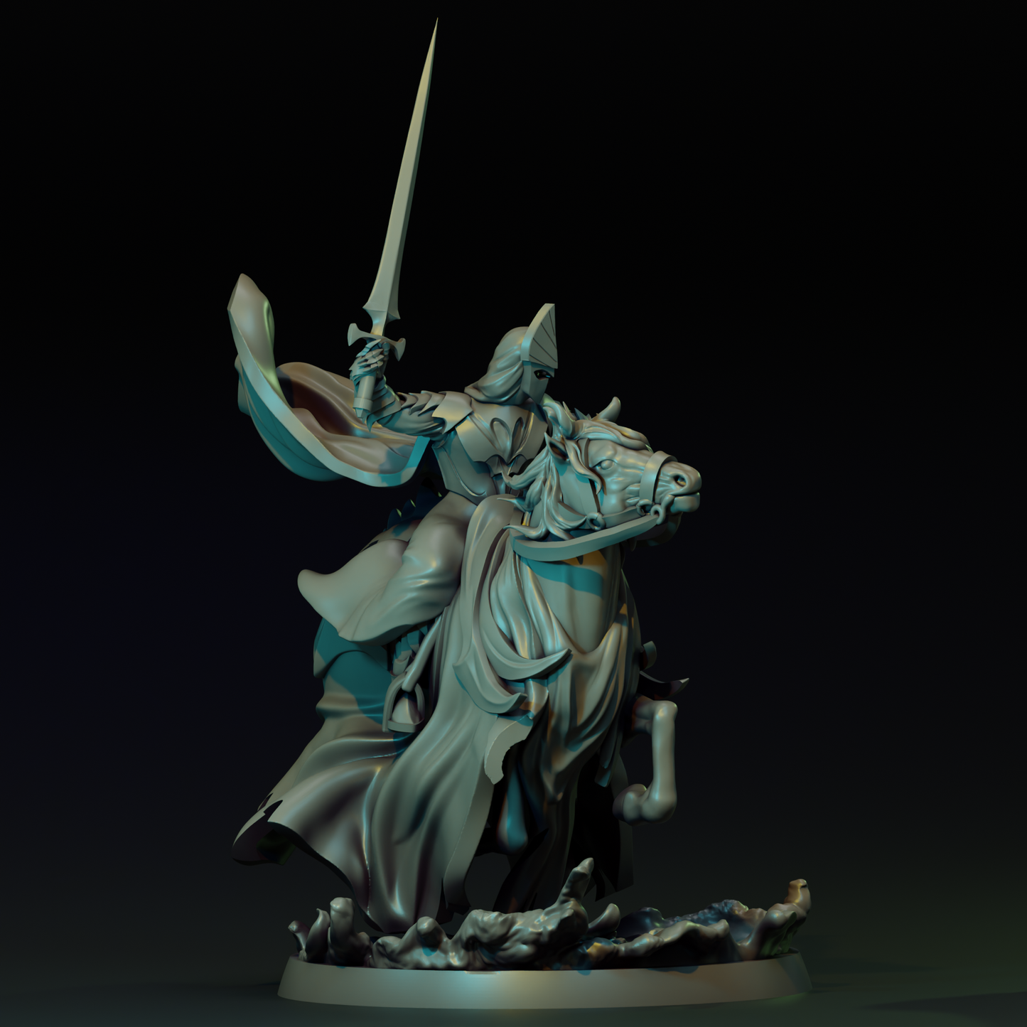 Detailed image of The Knight of the Seas miniature by Tattles Told 3D, showcasing a detailed tabletop gaming figure with armor and weaponry.