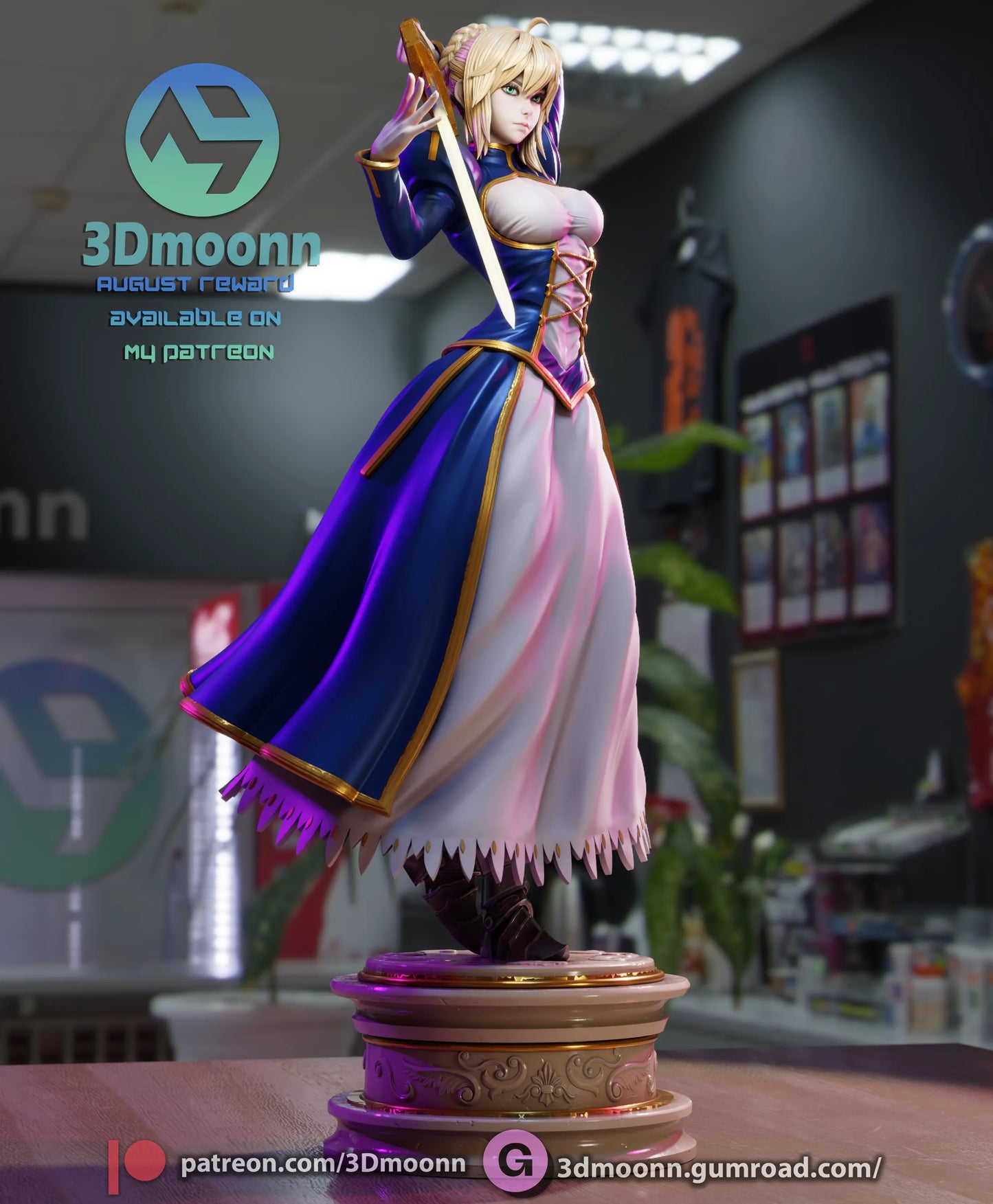 1:12 Fated Saber of the Grand Order | Anime Resin Garage Kit | 3Dmoonn