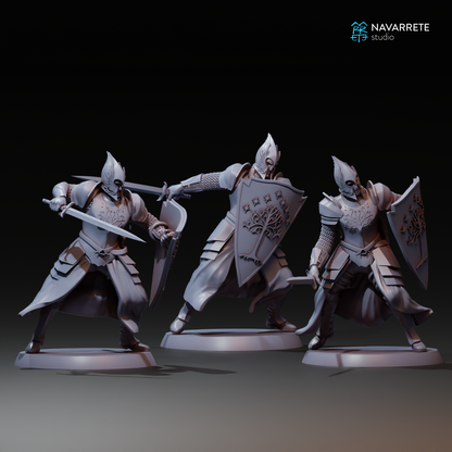 Detailed Tattles Told 3D Army of the King infantry miniature for tabletop gaming, featuring soldiers in armor with weapons.