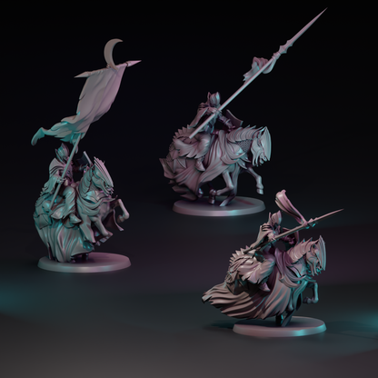 Shadowborn Knights Cavalry Warband miniature by Tattles Told 3D, featuring detailed knights in armor ready for tabletop gaming.