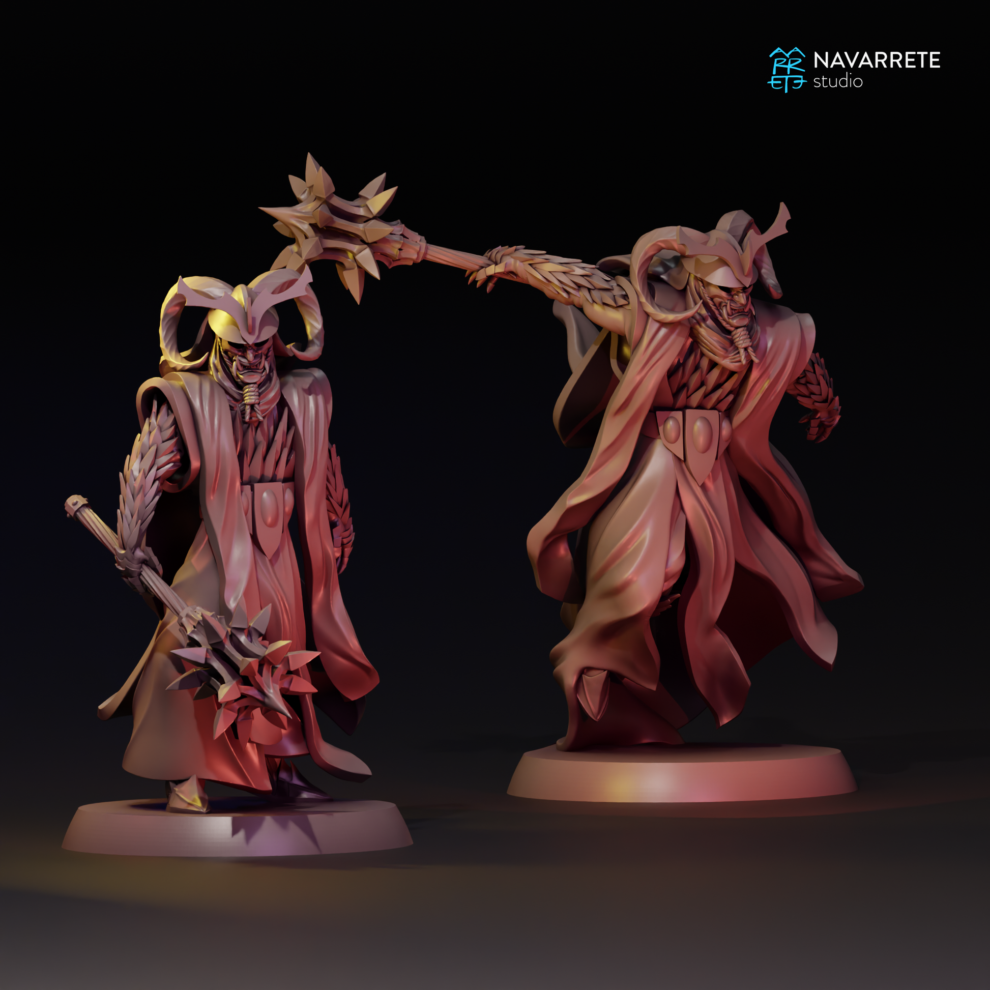 Detailed Tattles Told 3D Oriental King tabletop gaming miniature from Navarrete Studio, featuring intricate design and vibrant details.