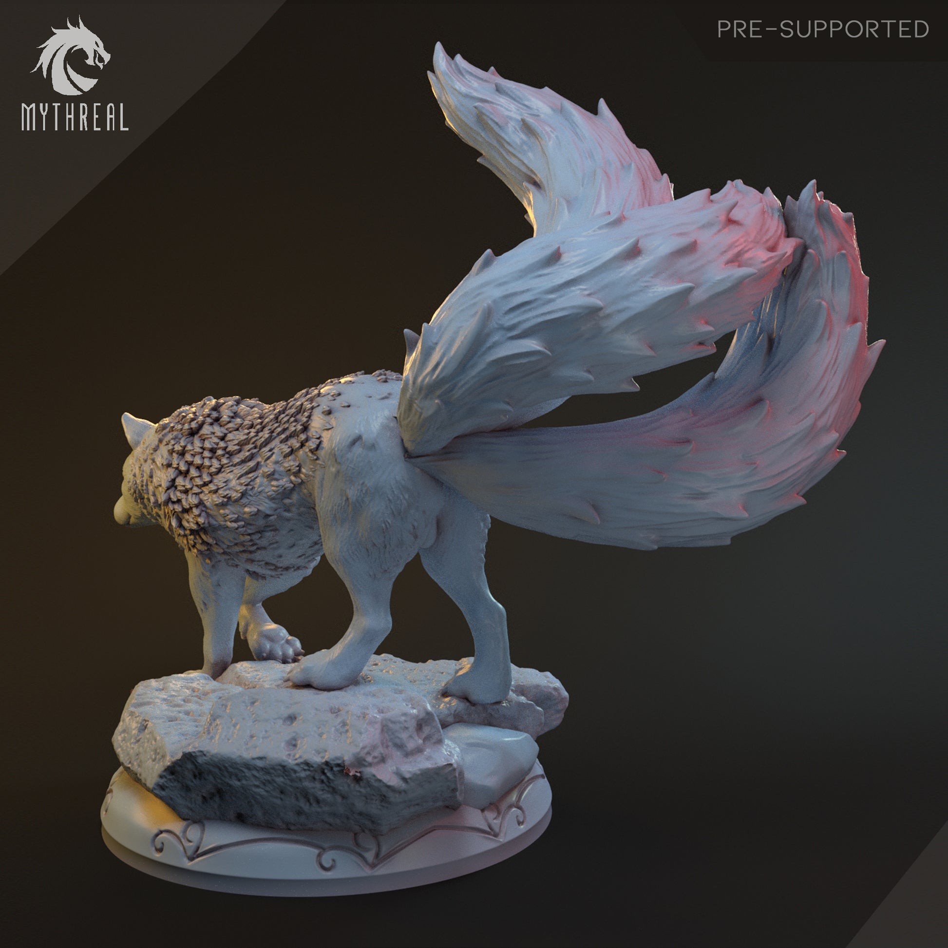 Spirit of the Dawn, Kitsune Hulijing Fox Wolf | D&D TTRPG Miniature | Hardwitch Games