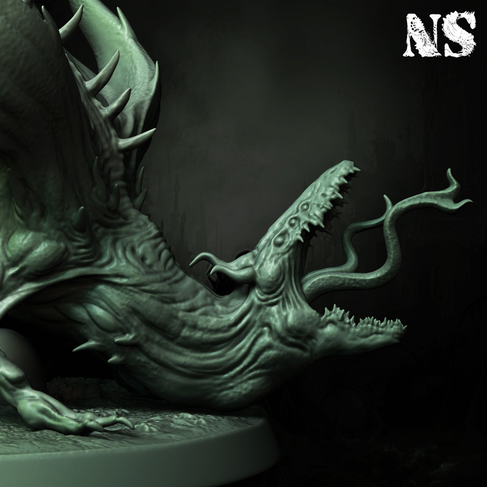Detailed miniature of Byakhees, Lovecraft Elder God from D&D Cosmic Horror, by Tattles Told 3D, showing intricate sculpt and monstrous features.