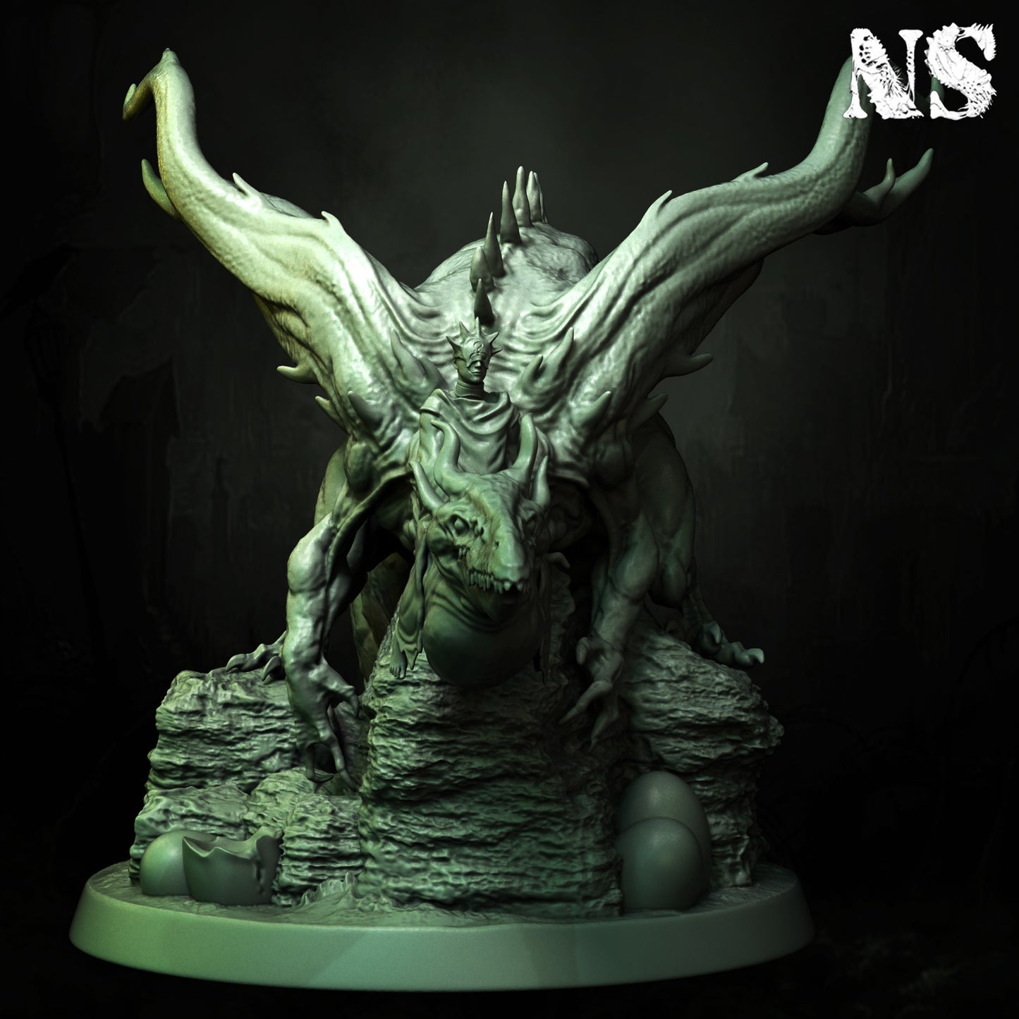 Detailed miniature of Byakhees Lovecraft Elder God from Tattles Told 3D, featuring cosmic horror elements for D&D tabletop gaming.