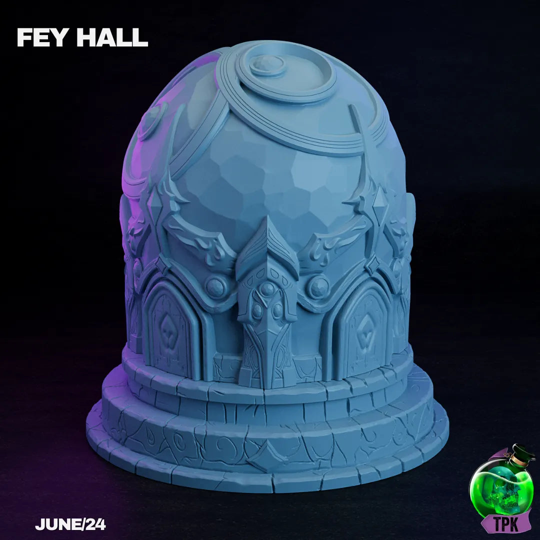 Tattles Told 3D Fey Hall Terrain miniature for tabletop gaming, detailed fantasy building for TPKLab gaming setups.