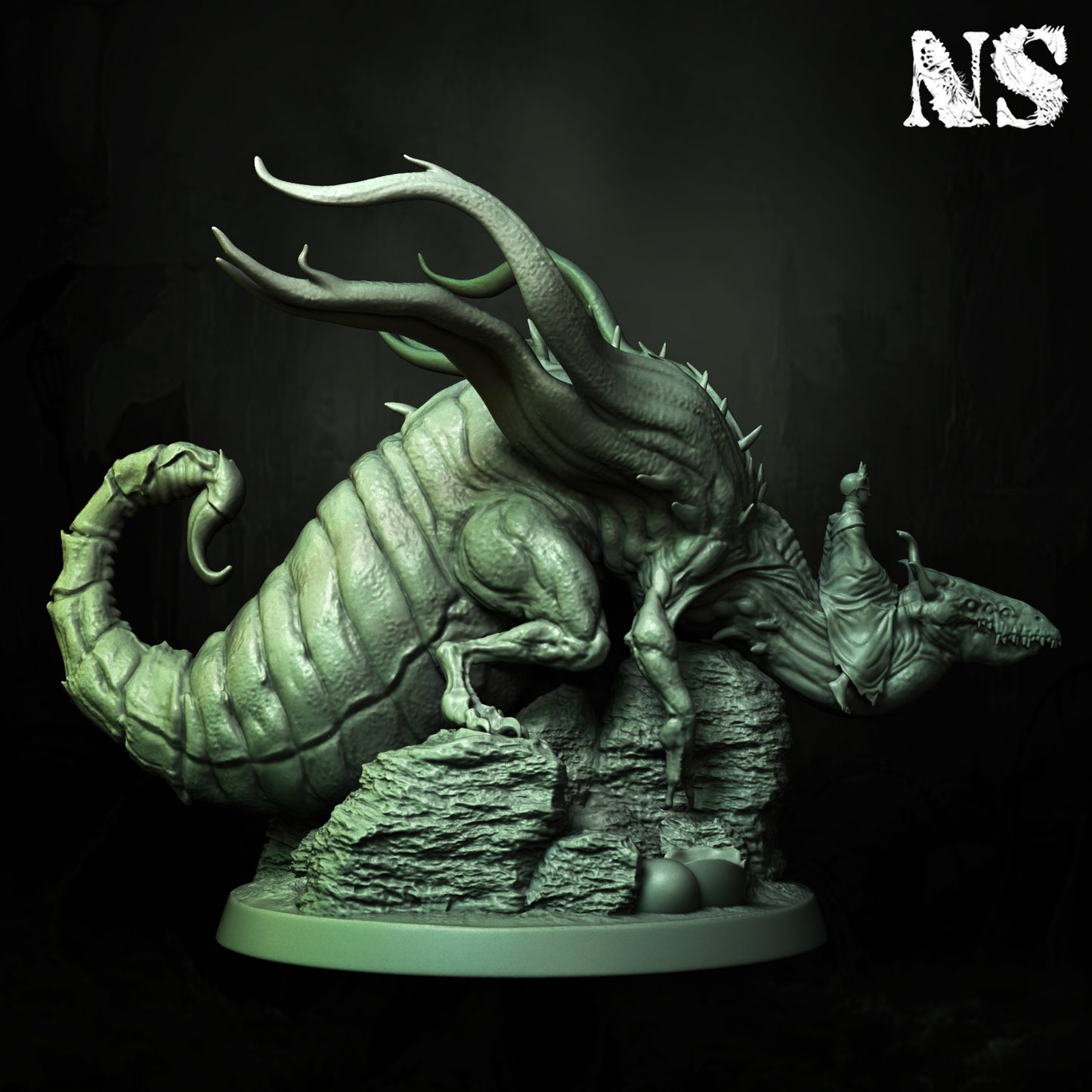 Detailed image of Byakhees miniature from Tattles Told 3D, depicting Lovecraft Elder God with cosmic horror features for D&D fantasy.
