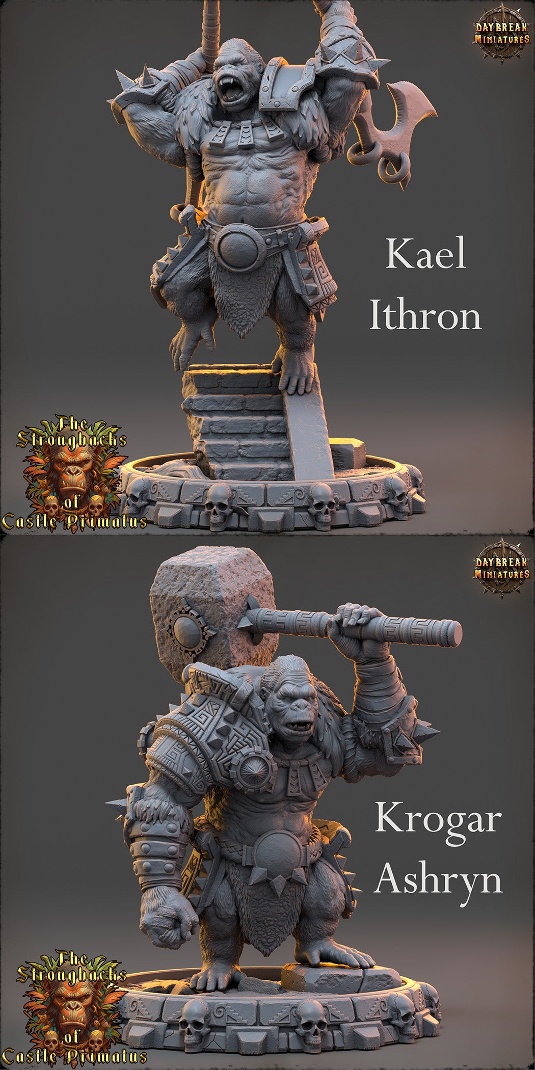 Ape Folk - The Strongbacks of Castle Primatus | Tabletop or Display Scale | D&D Mini | Daybreak Miniatures