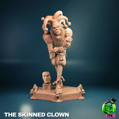 Tattles Told 3D Skinned Clown miniature tabletop gaming figure, detailed display of a creepy clown character for gaming or collection