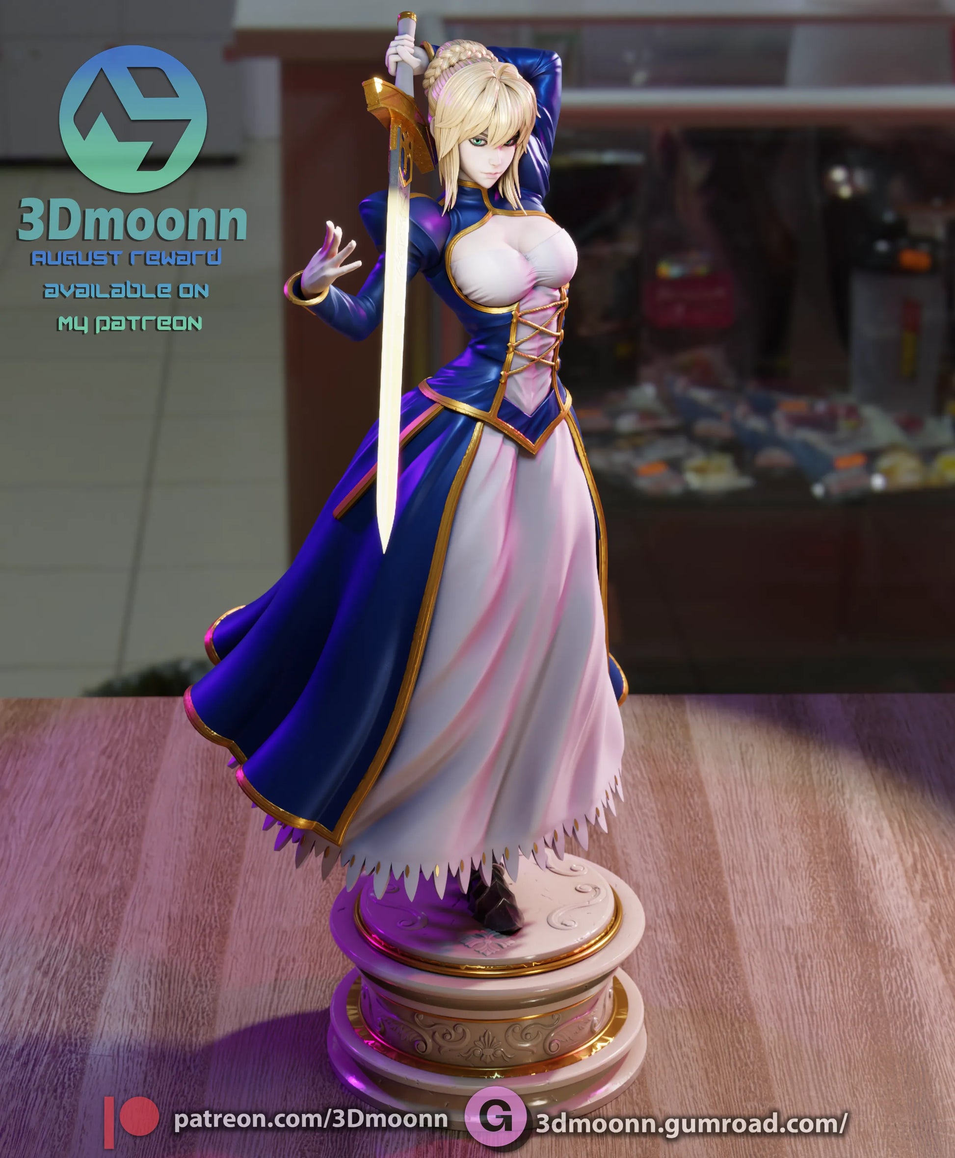1:12 Fated Saber of the Grand Order | Anime Resin Garage Kit | 3Dmoonn