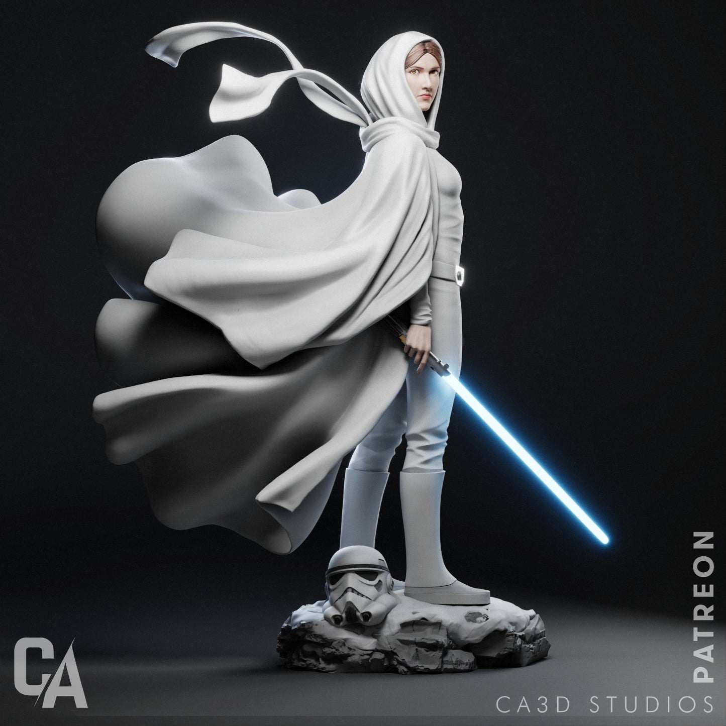 1:12 White Robed Rebel Leader | 3D Printed Resin Garage Kit Figure | CA 3D Studios