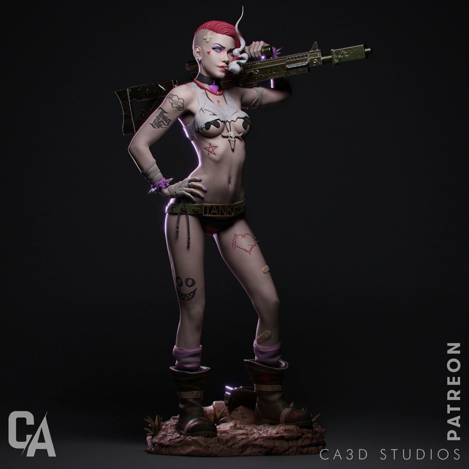 1:12 Chaotic Punk Rebel | 3D Printed Resin Garage Kit Figure | CA 3D Studios