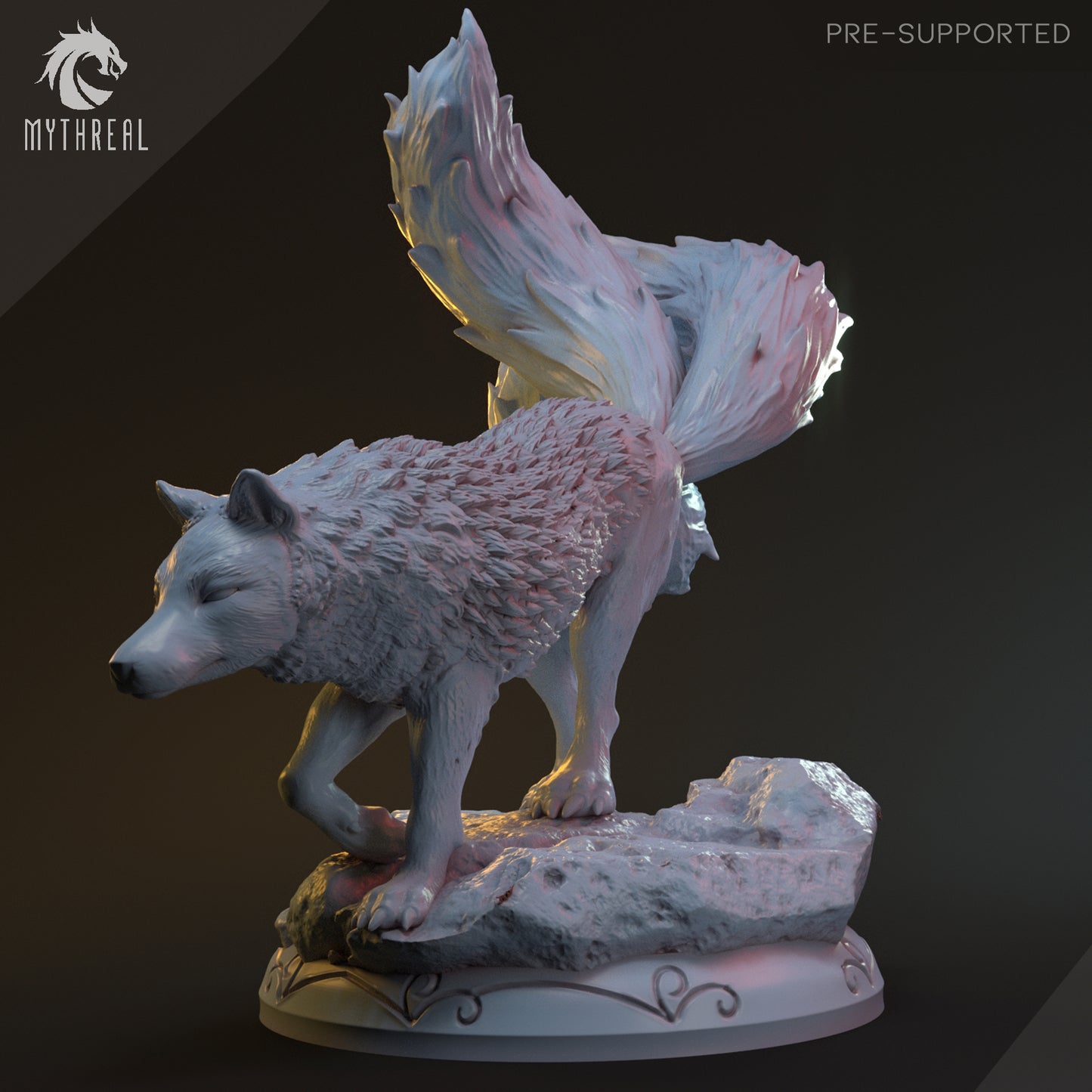 Spirit of the Dawn, Kitsune Hulijing Fox Wolf | D&D TTRPG Miniature | Hardwitch Games