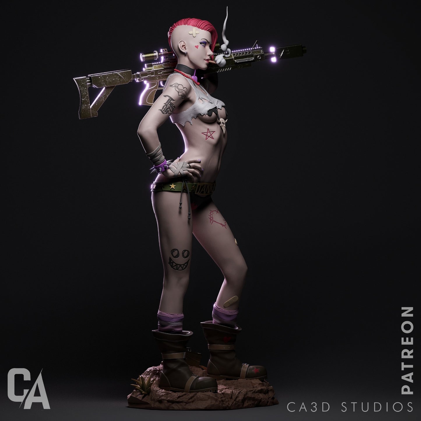 1:12 Chaotic Punk Rebel | 3D Printed Resin Garage Kit Figure | CA 3D Studios
