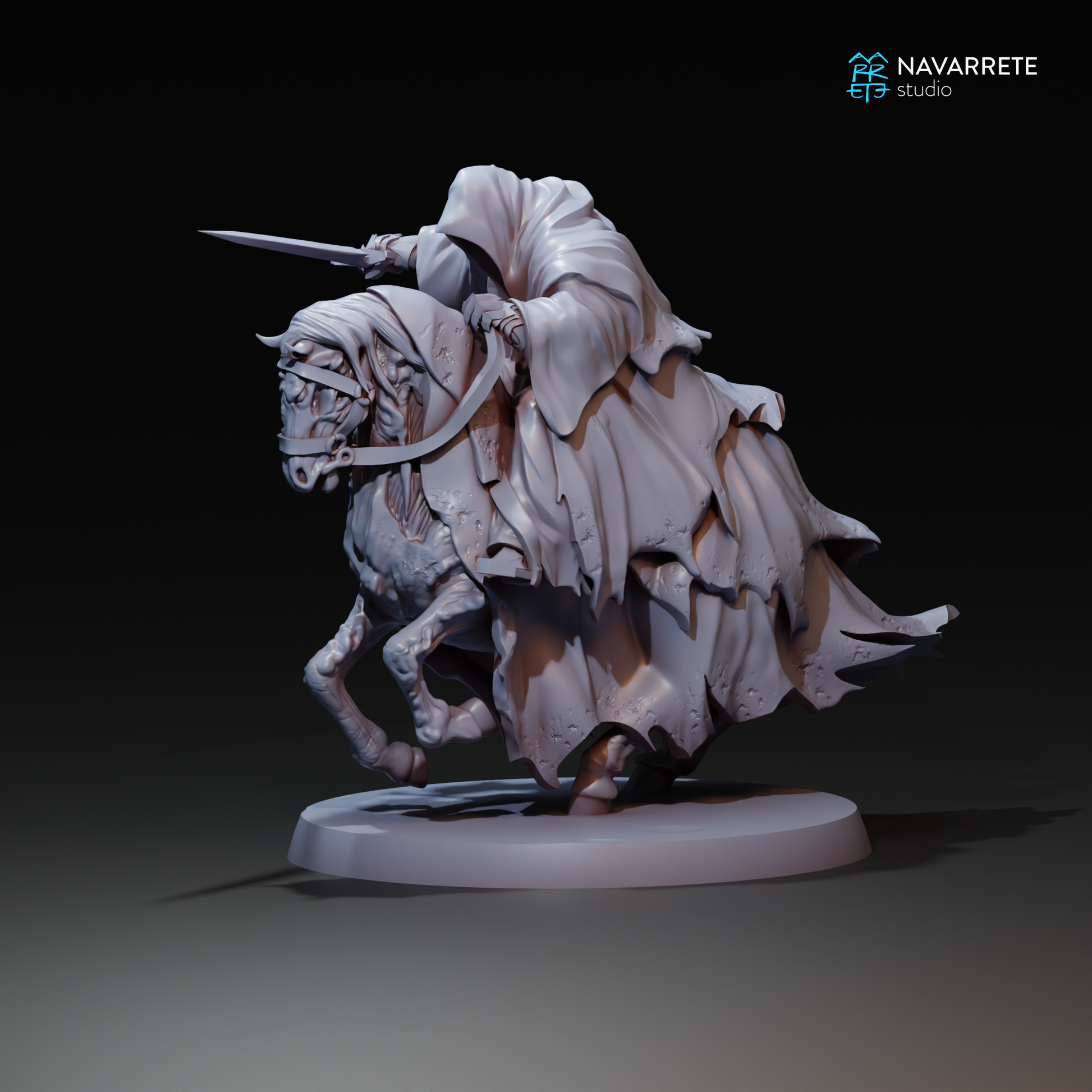 Detailed image of the Corrupted tabletop gaming miniature by Navarrete Studio, featuring a dark, menacing character with intricate armor details.